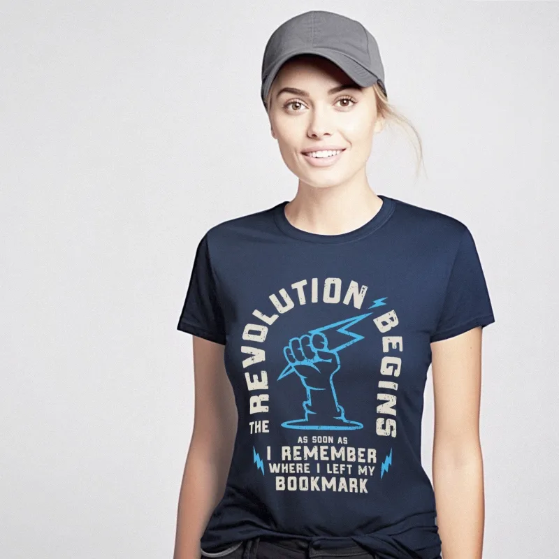 Revolution Begins Book Lover Funny T-Shirt